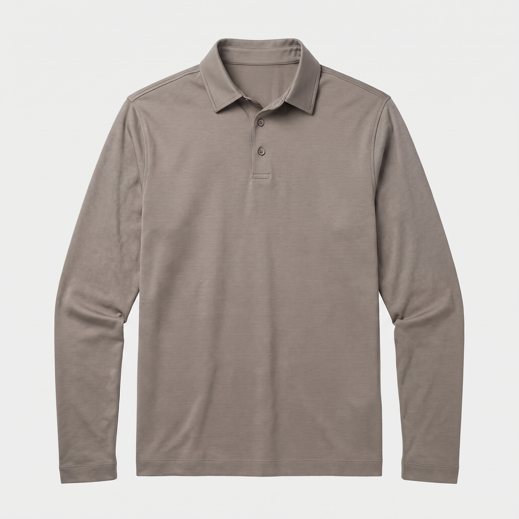 Luxe Heren Polo met Lange Mouwen van 100% Mercerized Katoen