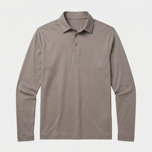 Luxe Heren Polo met Lange Mouwen van 100% Mercerized Katoen