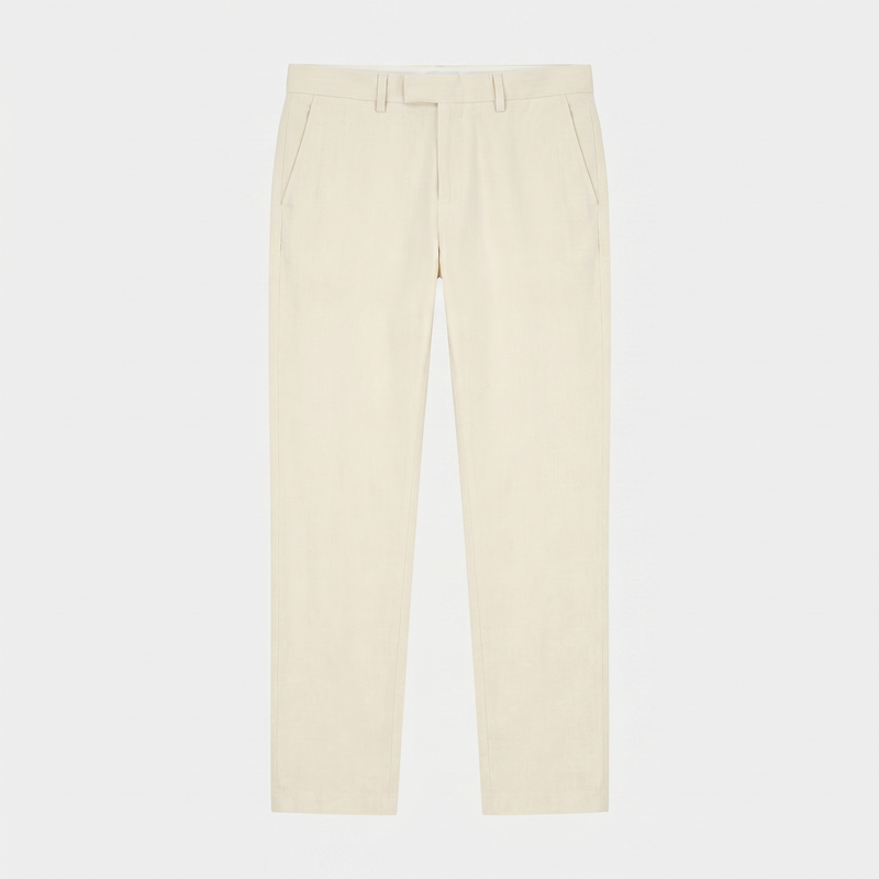 Ademende Linnen Herenbroek in Licht Beige voor Zomerse Dagen