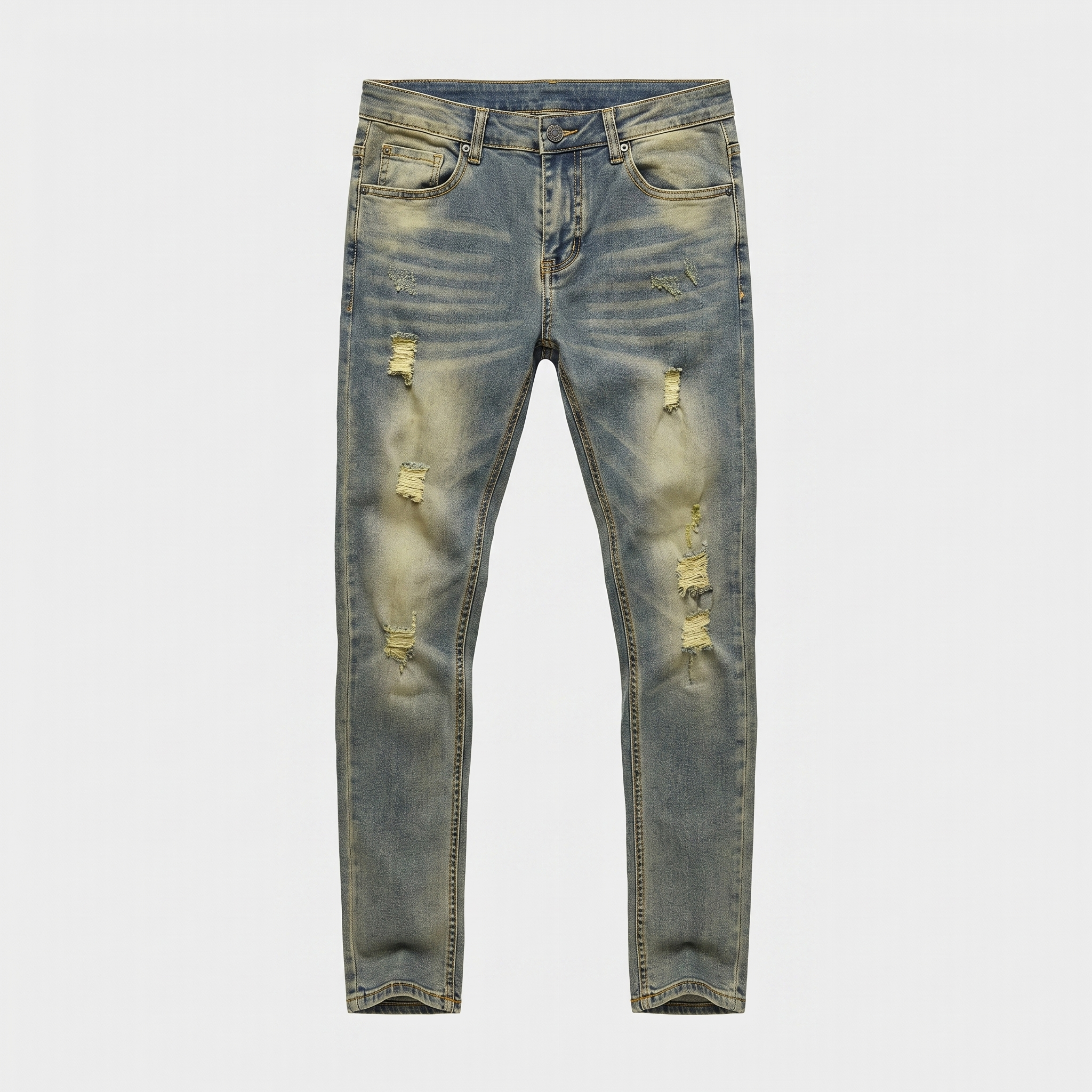 Gingtto Skinny Heren Jeans Zwart Distressed Denim Hip-Hop Stijl
